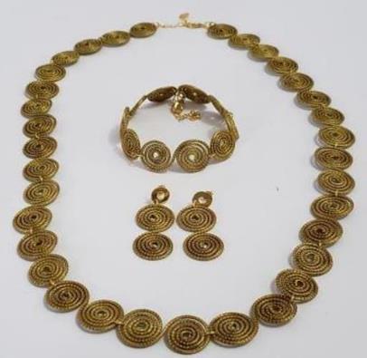 CONJUNTO CARACOL COLAR COM 60CM PULSEIRA E BRINCOS