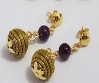 Brinco mine orbe com ametista,2cm