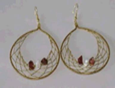 BRINCO ARGOLA BORDADA COM PEDRAS 6CM