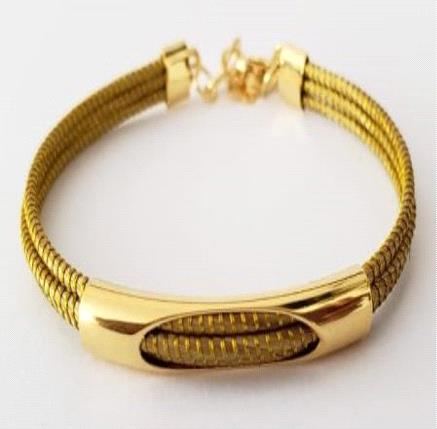 Pulseira de com fio rígido detalhe de metal