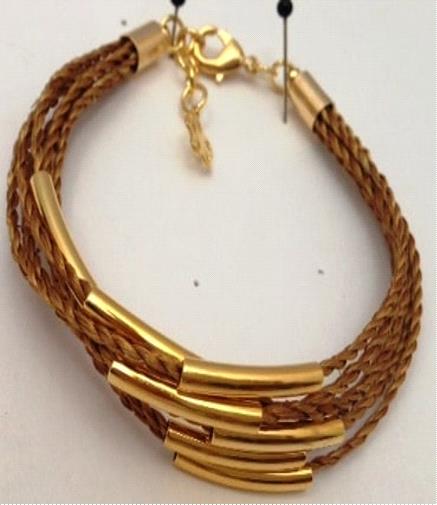 Pulseira cordinha e metal