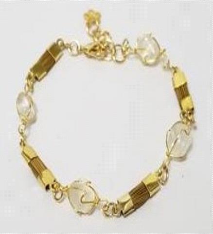 Pulseira com pedras cristal e pedac. Capim